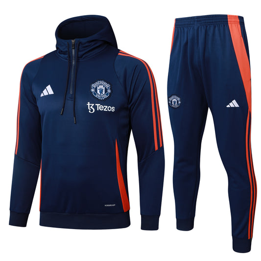 Conjunto Adidas Azul Poleron + Pantalon Manchester United 25-26