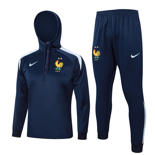 Conjunto Nike Azul Oscuro Poleron + Pantalon Francia 25-26