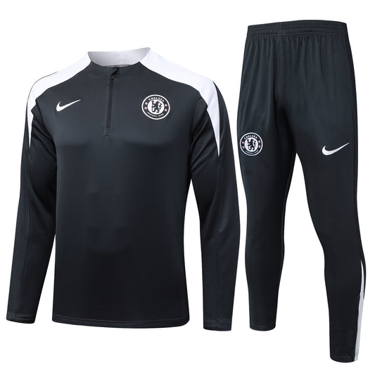 Conjunto de entrenamiento Negro Poleron + Pantalon Chelsea 25-26