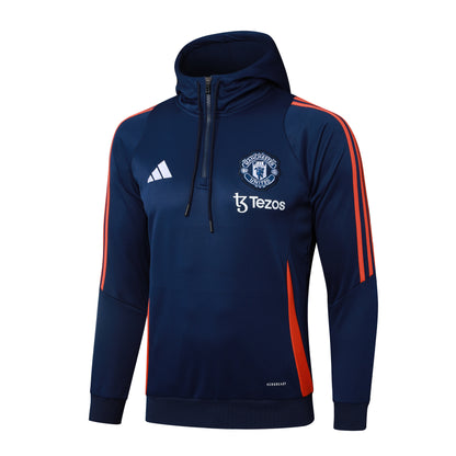 Conjunto Adidas Azul Poleron + Pantalon Manchester United 25-26